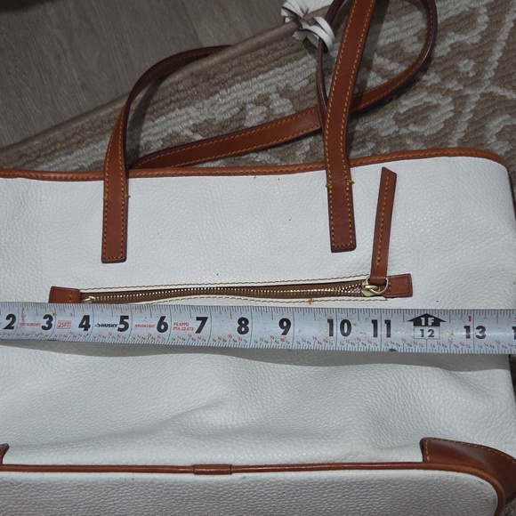 Dooney & Bourke White and Brown Leather Tote Bag - Picture 11 of 14